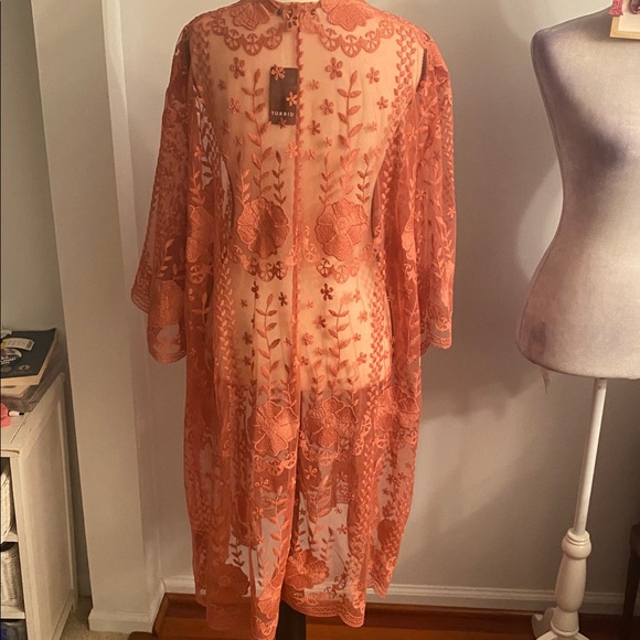 Torrid size 3/4 open front mesh crochet lace kimono NWT - Picture 6 of 9